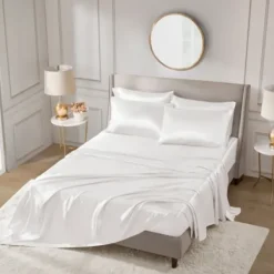 Bed Sheets-Kirkland's Home Satin 6-Pc. King Sheet Set White