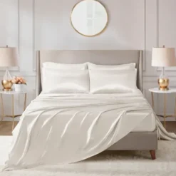 Bed Sheets-Kirkland's Home Satin 6-Pc. Queen Sheet Set Ivory