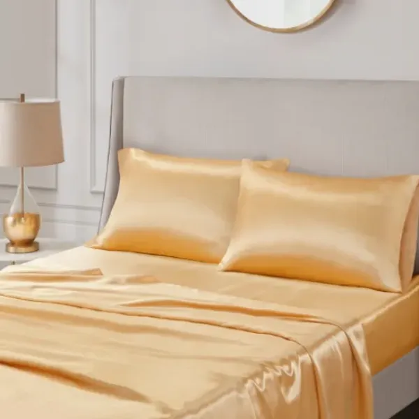 Bed Sheets-Kirkland's Home Satin Standard 2-Pc. Pillow Case Set Gold