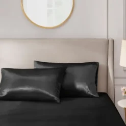 Bed Sheets-Kirkland's Home Satin Standard 2-Pc. Pillow Case Set Black