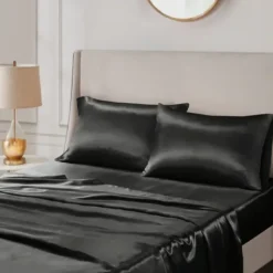 Bed Sheets-Kirkland's Home Satin Standard 2-Pc. Pillow Case Set Black