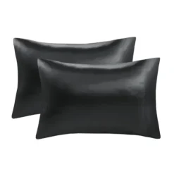 Bed Sheets-Kirkland's Home Satin Standard 2-Pc. Pillow Case Set Black
