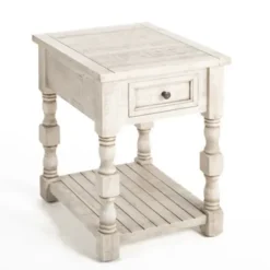 Accent & End Tables-Kirkland's Home Savannah Cream Distressed Side Table Ivory