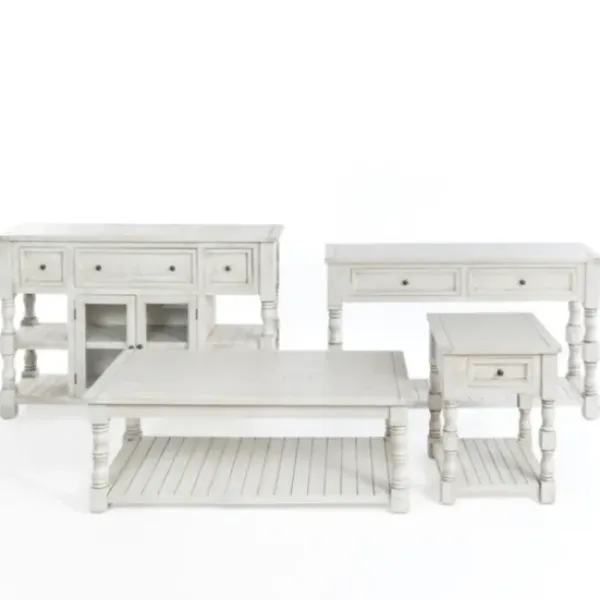 Accent & End Tables-Kirkland's Home Savannah Cream Distressed Side Table Ivory
