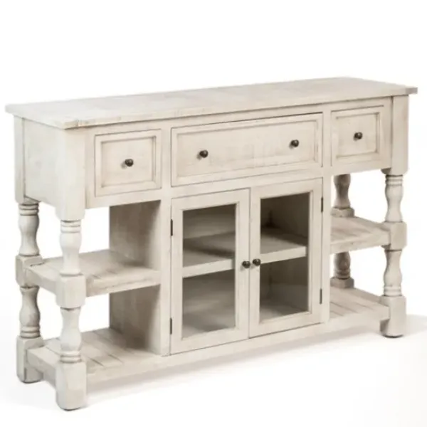 Entryway Furniture-Kirkland's Home Savannah Cream Distressed Cabinet Ivory
