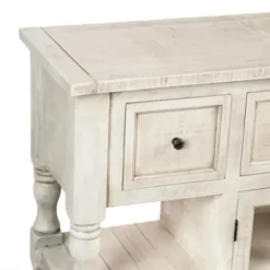 Entryway Furniture-Kirkland's Home Savannah Cream Distressed Cabinet Ivory