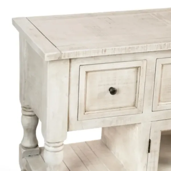 Entryway Furniture-Kirkland's Home Savannah Cream Distressed Cabinet Ivory