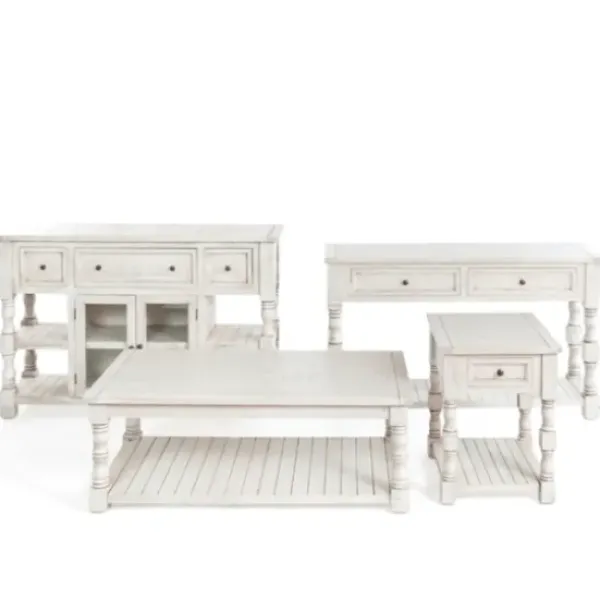 Entryway Furniture-Kirkland's Home Savannah Cream Distressed Cabinet Ivory