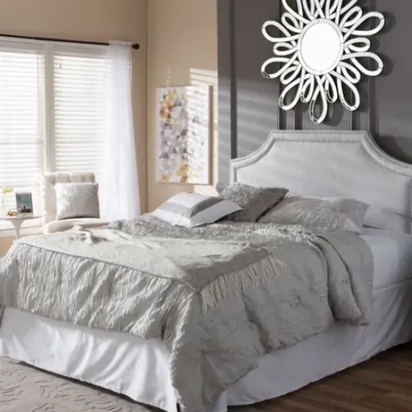 Beds & Headboards-Kirkland's Home Scalloped Corner Queen Headboard Gray
