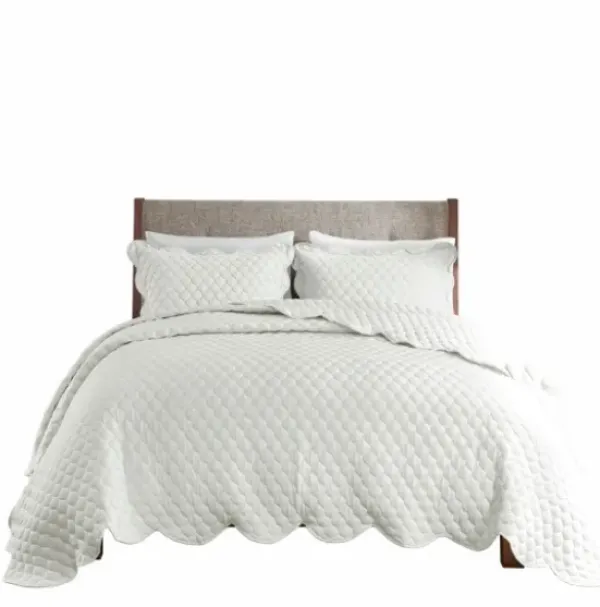 Quilts-Kirkland's Home Scalloped Crinkle 3-Pc. Cali King Quilt Set Ivory