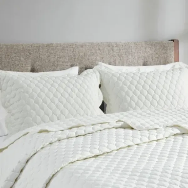 Quilts-Kirkland's Home Scalloped Crinkle 3-Pc. Cali King Quilt Set Ivory