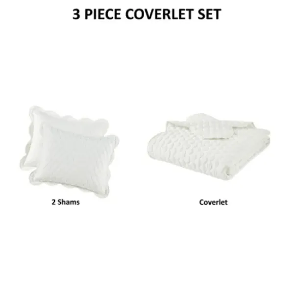 Quilts-Kirkland's Home Scalloped Crinkle 3-Pc. Cali King Quilt Set Ivory