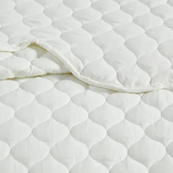 Quilts-Kirkland's Home Scalloped Crinkle 3-Pc. Full/Queen Quilt Set Ivory