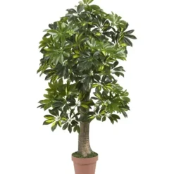 Trees & Topiaries-Kirkland's Home Schefflera Tree In Terra Cotta Planter, 4 Ft.