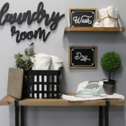 Wall Quotes & Signs-Kirkland's Home Script Laundry Room Sign Black