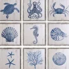 Framed Art-Kirkland's Home Sea Creatures Framed Wood Art Prints, Set Of 9 Blue/White