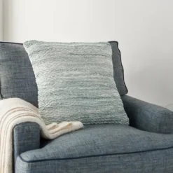 Pillows-Kirkland's Home Seafoam Ribbon Loops Pillow Blue