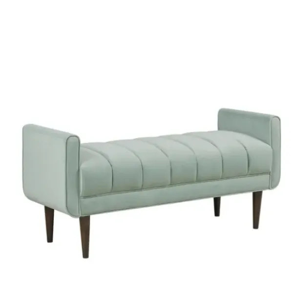 Benches & Ottomans-Kirkland's Home Seafoam Velvet Bench Green
