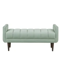 Benches & Ottomans-Kirkland's Home Seafoam Velvet Bench Green