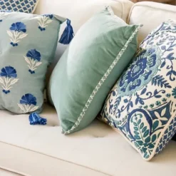Pillows-Kirkland's Home Seafoam Velvet Riviera Throw Pillow Green