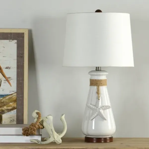 Table Lamps-Kirkland's Home Seaside Rope Tie Table Lamp White