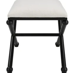 Benches & Ottomans-Kirkland's Home Seat And Black Metal Ottoman White