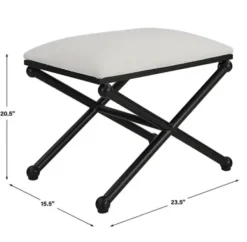Benches & Ottomans-Kirkland's Home Seat And Black Metal Ottoman White