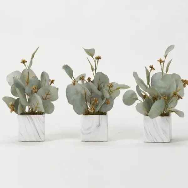 Arrangements & Greenery-Kirkland's Home Seeded Eucalyptus Branches In Cubes, Set Of 3 Green