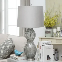 Table Lamps-Kirkland's Home Seeded Hourglass Table Lamp Gray