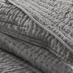 Bedspreads & Coverlets-Kirkland's Home Serene Quilted 3-Pc. King Coverlet Set Gray