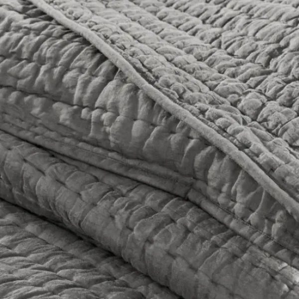 Bedspreads & Coverlets-Kirkland's Home Serene Quilted 3-Pc. King Coverlet Set Gray