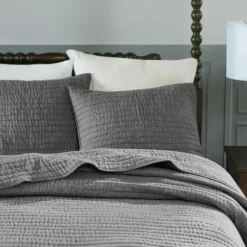 Bedspreads & Coverlets-Kirkland's Home Serene Quilted 3-Pc. King Coverlet Set Gray