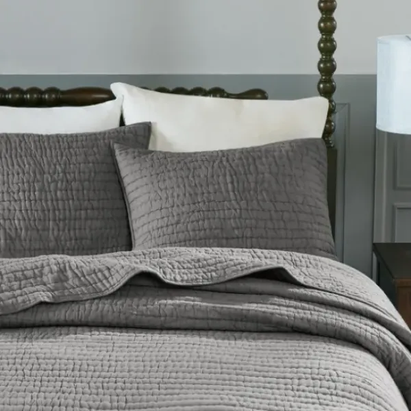 Bedspreads & Coverlets-Kirkland's Home Serene Quilted 3-Pc. King Coverlet Set Gray