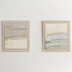 Framed Art-Kirkland's Home Serenity Blue I Shadowbox Art Print Ivory/Blue/Gold