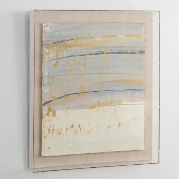 Framed Art-Kirkland's Home Serenity Blue I Shadowbox Art Print Ivory/Blue/Gold