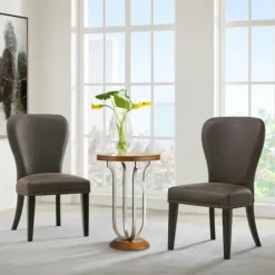 Dining Chairs-Kirkland's Home Sevana Faux Leather Dining Chairs, Set Of 2 Brown
