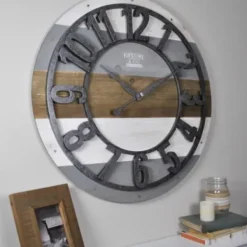 Clocks-Kirkland's Home Shabby Planks Wall Clock Brown