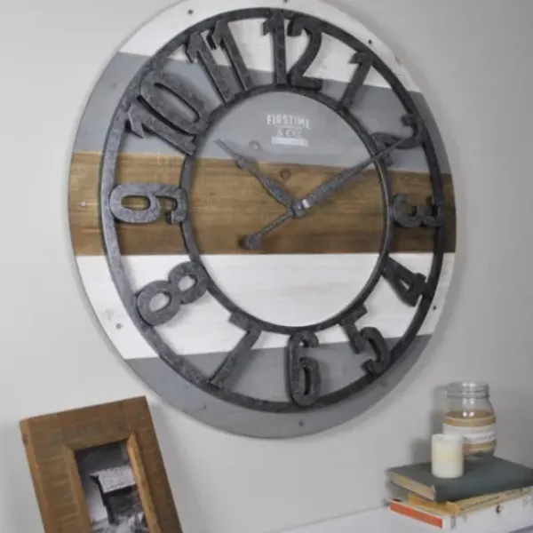 Clocks-Kirkland's Home Shabby Planks Wall Clock Brown