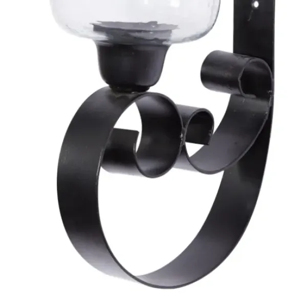Sconces-Kirkland's Home Shayne Black Iron Scroll Sconce