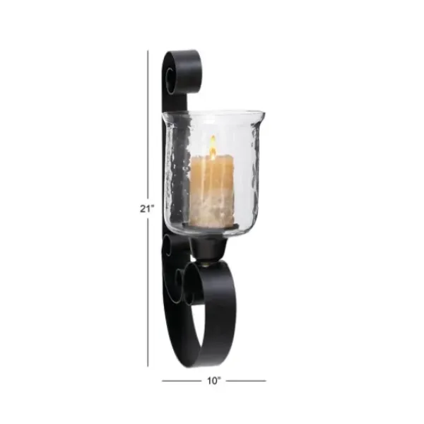 Sconces-Kirkland's Home Shayne Black Iron Scroll Sconce