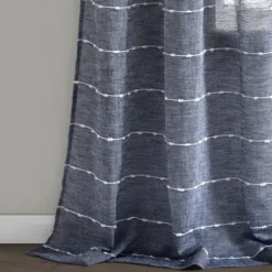 Curtains & Drapes-Kirkland's Home Sheer Navy Textured Curtain Panel Set, 84 In. Blue