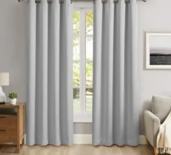 Curtains & Drapes-Kirkland's Home Sheer Textured Curtain Panel Set, 84 In. Gray