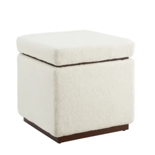 Benches & Ottomans-Kirkland's Home Sherpa Cube Storage Ottoman Ivory