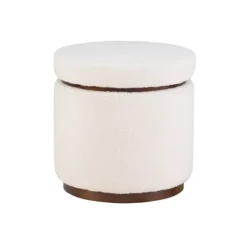 Benches & Ottomans-Kirkland's Home Sherpa Upholstered Storage Ottoman White