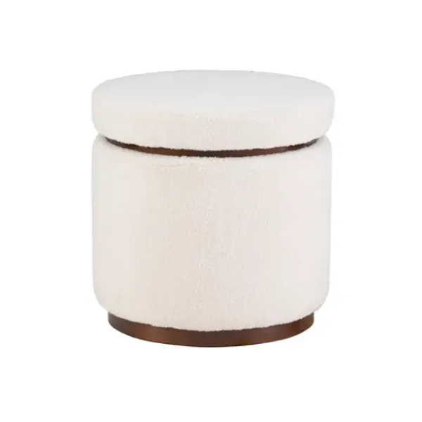 Benches & Ottomans-Kirkland's Home Sherpa Upholstered Storage Ottoman White
