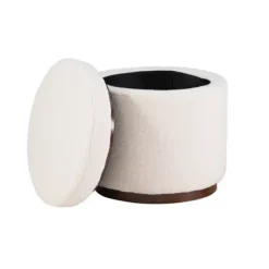 Benches & Ottomans-Kirkland's Home Sherpa Upholstered Storage Ottoman White