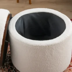 Benches & Ottomans-Kirkland's Home Sherpa Upholstered Storage Ottoman White