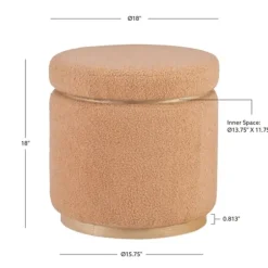 Benches & Ottomans-Kirkland's Home Sherpa Upholstered Storage Ottoman Tan