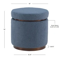 Benches & Ottomans-Kirkland's Home Sherpa Upholstered Storage Ottoman Blue