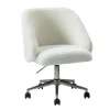 Office Furniture-Kirkland's Home Sherpa Upholstered Swivel Office Chair White